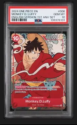 Monkey D. Luffy PSA 10 One Piece English 1st Anniversary Set #006 Card - Image 1