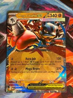 Mega Lucario ex 077/132 Me01: Mega Evolution Holo Pokemon Card - Image 1