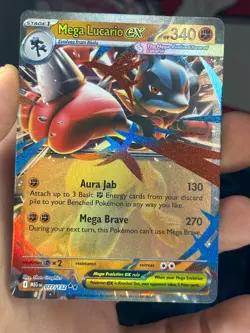 Mega Lucario ex 077/132 Me01: Mega Evolution Holo Pokemon Card - Image 3