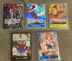 One Piece CCG Small Lot (AA,Don,Promo) 5 Cards Total - Image 1
