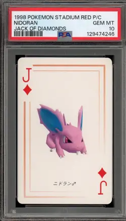 Pokemon Stadium Red Playing Cards Nidoran Jack of Diamonds PSA 10 Gem Mint - Image 1