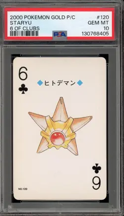 Pokemon Gold Playing Cards Staryu 6 of Clubs #120 PSA 10 Gem Mint - Image 1