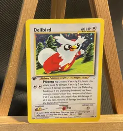 Delibird 5/64 1st Edition Holo Neo Revelation English Pokemon Card WOTC - LP+ - Image 1