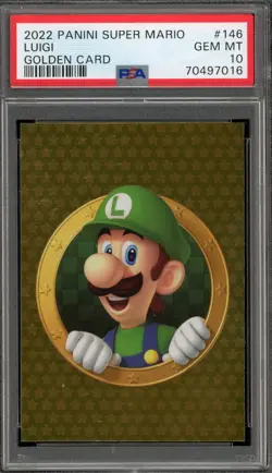 Super Mario Panini Luigi Golden Card #146 PSA 10 Gem Mint - Image 1