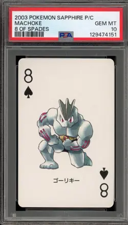 Pokemon Sapphire Playing Cards Machoke 8 of Spades PSA 10 Gem Mint - Image 1