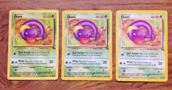 3 x Ekans 46/62 Fossil Pokemon Card 1999 WOTC. Free UK Postage - Image 1