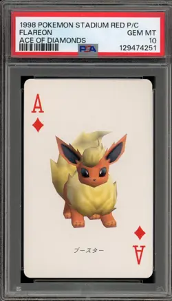 Pokemon Stadium Red Playing Cards Flareon Ace of Diamonds PSA 10 Gem Mint - Image 1