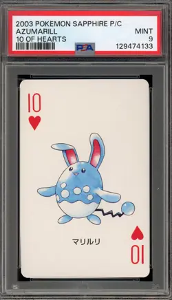 Pokemon Sapphire Playing Cards Azumarill 10 of Hearts PSA 9 Mint - Image 1