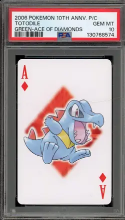 Pokemon 10th Ann. Playing Cards Totodile Green Ace of Diamonds PSA 10 Gem Mint - Image 1