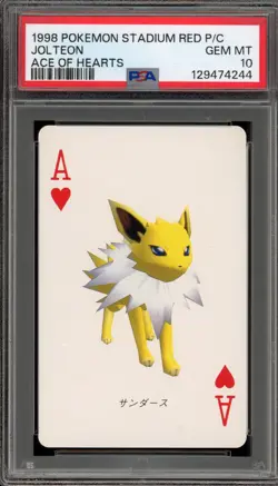 Pokemon Stadium Red Playing Cards Jolteon Ace of Hearts PSA 10 Gem Mint - Image 1