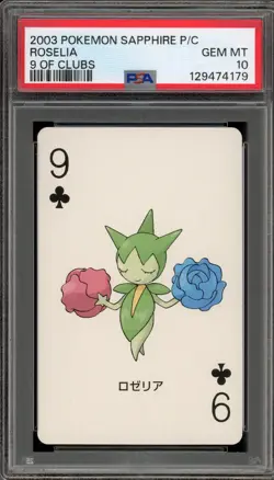Pokemon Sapphire Playing Cards Roselia 9 of Clubs PSA 10 Gem Mint - Image 1