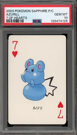 Pokemon Sapphire Playing Cards Azurill 7 of Hearts PSA 10 Gem Mint - Image 1