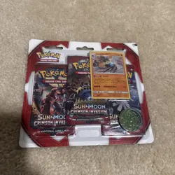 Pokemon Sun And Moon Crimson Invasion 3 Pack Blister Lucario Sealed - Image 1