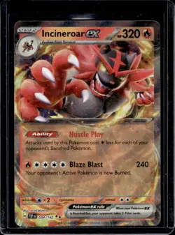 2024 Pokemon SV Temporal Forces TEF EN Incineroar ex #034/162 - Image 1