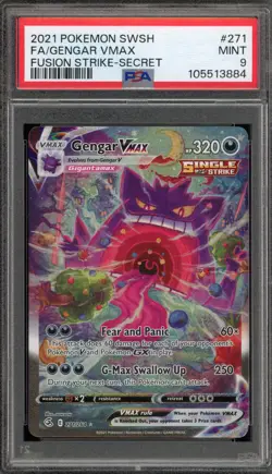 Pokemon Gengar VMAX Fusion Strike Secret Rare Full Alt Art #271 PSA 9 Mint - Image 1
