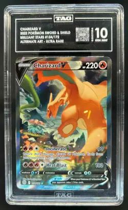 2022 Pokemon SWSH Brilliant Stars Charizard V #154/172 TAG 10 - Image 1