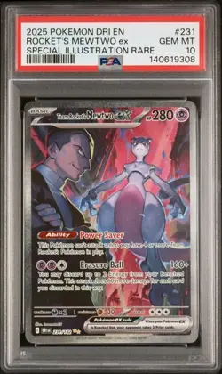 Pokemon 2025 Team Rocket's Mewtwo ex 231/182 SIR Destined Rivals GEM MINT PSA 10 - Image 1