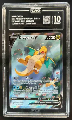 2021 Pokemon SWSH Evolving Skies Dragonite V #192/203 TAG 10 - Image 1