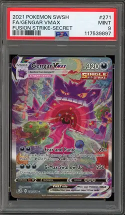 Pokemon Gengar VMAX Fusion Strike Secret Rare Full Alt Art #271 PSA 9 Mint - Image 1