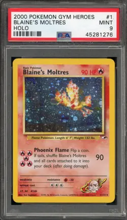 Pokemon Blaine's Moltres Gym Heroes Unlimited Holo Rare #1 PSA 9 Mint - Image 1