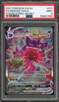 Pokemon Gengar VMAX Fusion Strike Secret Rare Full Alt Art #271 PSA 9 Mint - Image 1