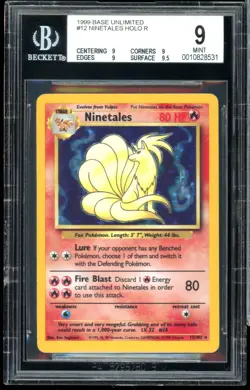 1999 Pokemon Base Set unlimited #12 Ninetales Holo BGS 9 Mint - Image 1