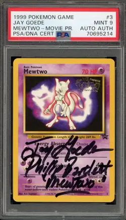 Pokemon Mewtwo WB Movie Black Star Promo #3 Jay Goede Auto PSA 9 Mint - Image 1