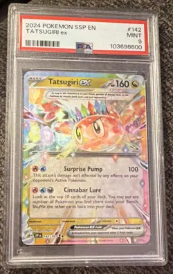 2024 Pokemon Surging Sparks Tatsugiri ex 142/191 PSA 9 Mint - Image 1