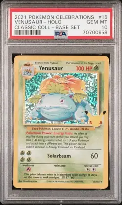 2021 Pokemon Celebrations Venusaur Holo 15/102 PSA 10 Gem Mint - Image 1