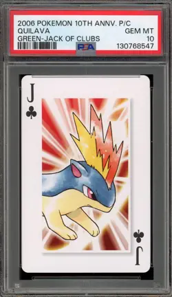 Pokemon 10th Ann. Playing Cards Quilava Green Jack of Clubs PSA 10 Gem Mint - Image 1