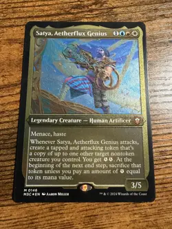 MTG Magic The Gathering Thick Stock Card Foil Satya Aetherflux Genius - Image 1