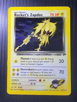 Rockets Zapdos Gym Challenge Holo Card 15/132 Vintage WoTC - Image 1