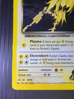 Rockets Zapdos Gym Challenge Holo Card 15/132 Vintage WoTC - Image 3