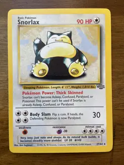 Vintage Snorlax - 27/64 - Star Rare Pokemon Card - 1999 Jungle Set - Near Mint - Image 1
