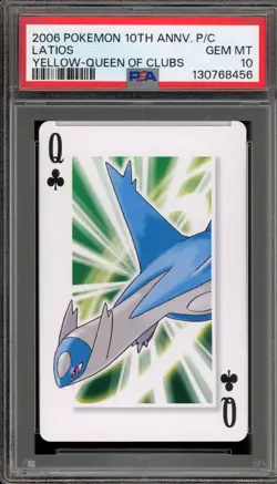 Pokemon 10th Ann. Playing Cards Latios Yellow Queen of Clubs PSA 10 Gem Mint - Image 1