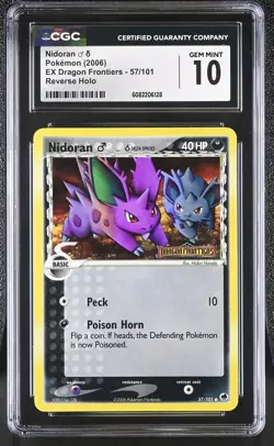 CGC 10 Nidoran 2006 EX Dragon Frontiers 57/101 Reverse Holo STAMPED Pokemon Card - Image 1
