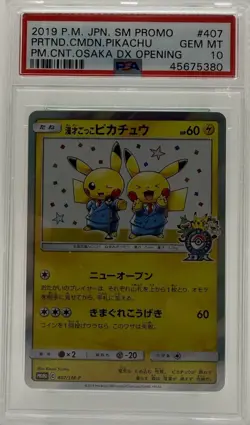 PSA 10 Pretend Comedian Pikachu 407/SM-P Osaka 2019 Pokemon Card Japan - Image 1