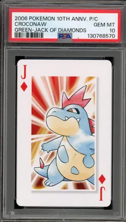 Pokemon 10th Ann. Playing Cards Croconaw Green Jack of Diamonds PSA 10 Gem Mint - Image 1