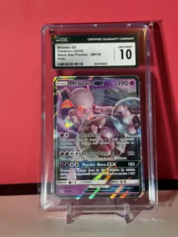 CGC 10 GEM MINT Mewtwo GX SM196 Detective Pikachu Promo 2019 Pokemon Card (PSA) - Image 1