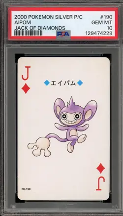Pokemon Silver Playing Cards Aipom Jack of Diamonds #190 PSA 10 Gem Mint - Image 1