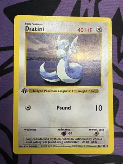 Dratini- 26/102, 1st Edition Base Set Shadowless, Pokemon Card TCG - Image 1