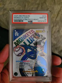Monkey.D.Luffy (010) (Dodgers x ONE PIECE) One Piece Promotion Cards Foil PSA 10 - Image 1