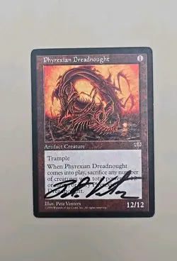 ARTIST SIGNED Phyrexian Dreadnought MTG Pete Venters MP Magic Mirage - Image 1