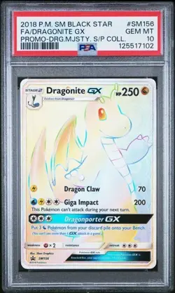 2018 Pokemon Dragon Majesty Dragonite GX Hyper Rainbow Promo Card SM156 PSA 10 - Image 1