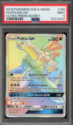 Pokemon Palkia GX Ultra Prism Secret Rare Full Art #165 PSA 9 Mint - Image 1