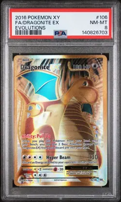 2016 POKEMON XY EVOLUTIONS DRAGONITE EX #106 FULL ART PSA 8 - Image 2