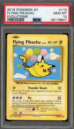 Pokemon Flying Pikachu XY Evolutions Secret Rare #110 PSA 10 Gem Mint - Image 1