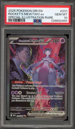 Pokemon Team Rocket's Mewtwo ex Destined Rivals SIR #231 PSA 10 Gem Mint - Image 1