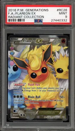 Pokemon Flareon EX XY Generations Radiant Coll. Full Art #RC28 PSA 9 Mint - Image 1