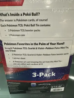 Pokemon TCG Paldean Fates Sam’s Club Exclusive 3 Tin Pack - Factory Sealed - Image 5